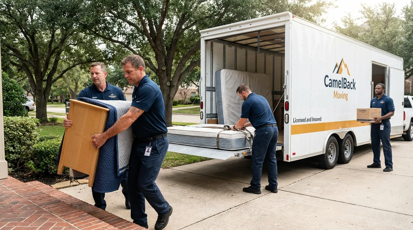 Crew loading residential truck for cross-state move from Belfair, WA