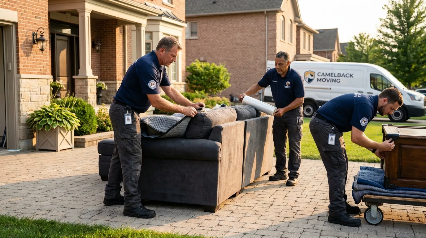 Large estate moving crew wrapping furniture in Belfair, WA